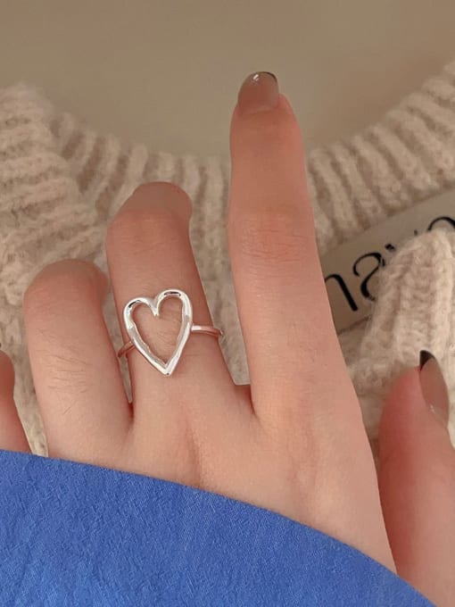 Boomer Cat 925 Sterling Silver Heart Minimalist Band Ring 3