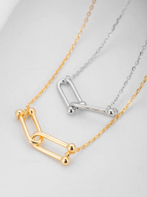 Double horseshoe buckle necklace 925 Sterling Silver Geometric Minimalist Necklace