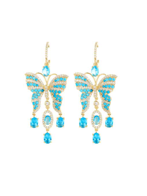 L.WIN Brass Cubic Zirconia Butterfly Luxury Chandelier Earring 2