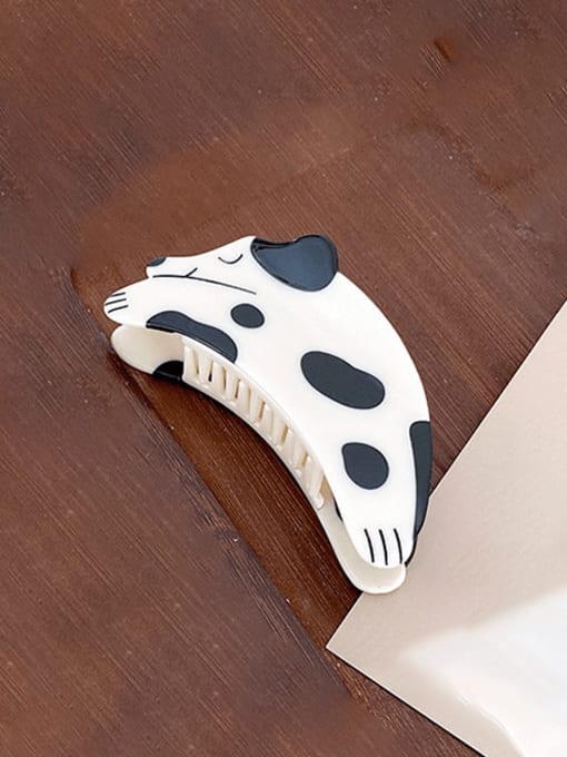 Black and white spotted dog Cellulose Acetate Minimalist Dog Alloy Multi Color Jaw Hair Claw