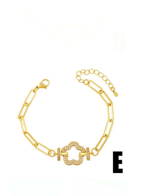 E Brass Cubic Zirconia Star Artisan Hollow Chain Bracelet