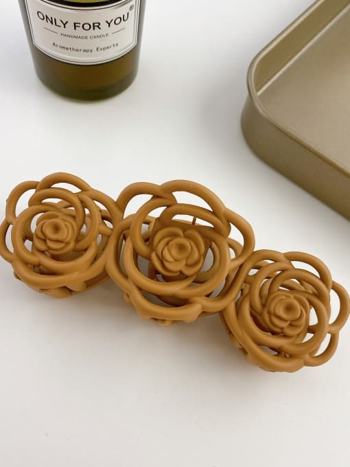 Brown yellow 10.8cm Alloy Resin Trend Hollow Flower  Jaw Hair Claw