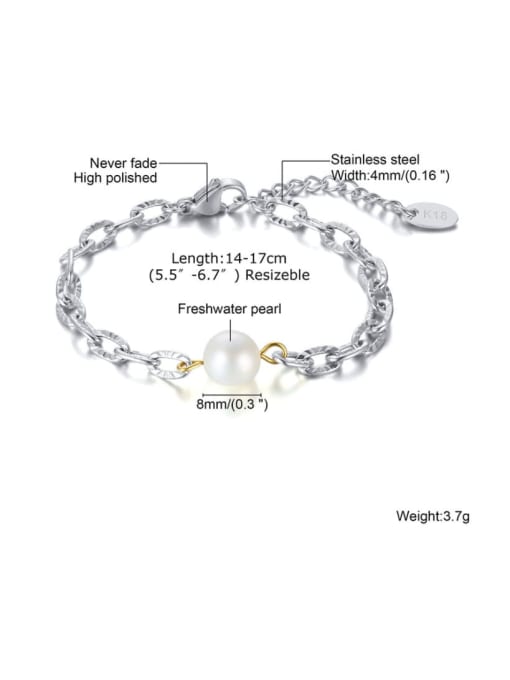 CONG Titanium Steel Imitation Pearl Minimalist Tassel Necklace 3