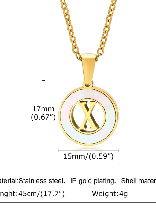 X letter 45CM Stainless steel Shell Letter Minimalist Necklace