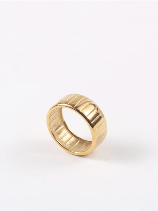 Gold US 6 A458 Titanium Steel Geometric Minimalist Band Ring