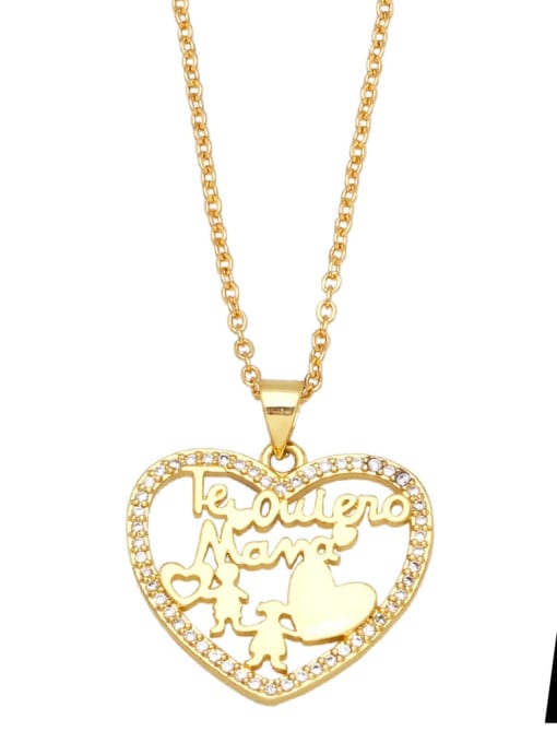 CC Brass Cubic Zirconia Boy Vintage Heart Pendant Necklace 1