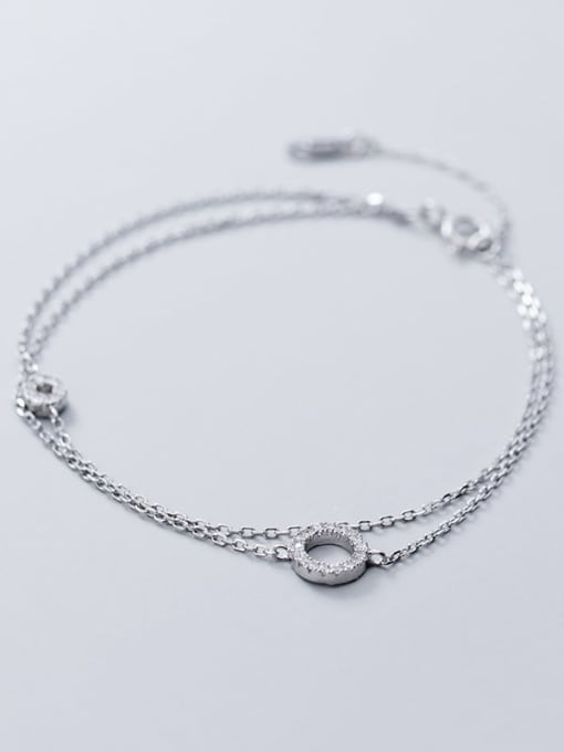 Rosh 925 sterling silver  fashion hollow round minimalist strand bracelet 2
