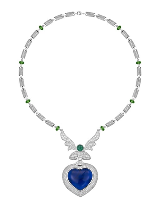 L.WIN Brass Cubic Zirconia Heart Luxury Necklace