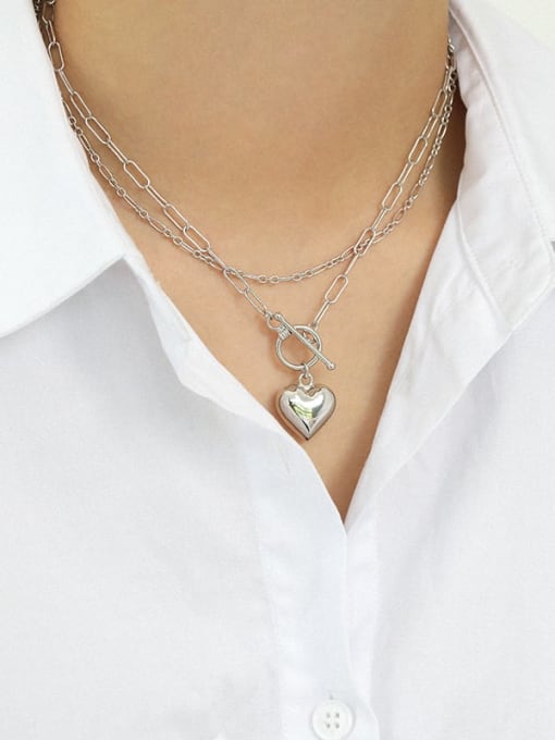 DAKA 925 Sterling Silver Heart Minimalist pendant Necklace 3