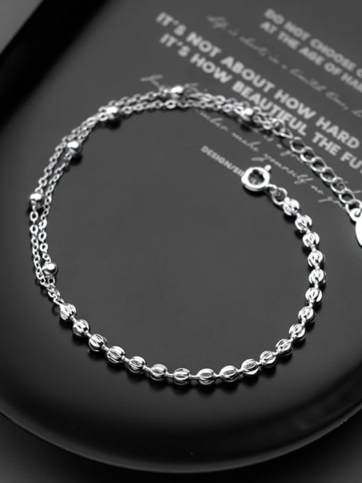 Rosh 925 Sterling Silver Bead Irregular Minimalist Strand Bracelet 1