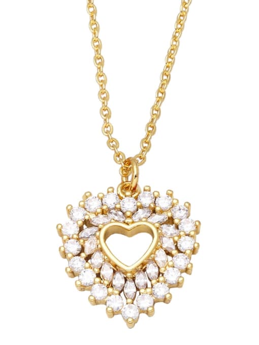 CC Brass Cubic Zirconia Heart Vintage Necklace