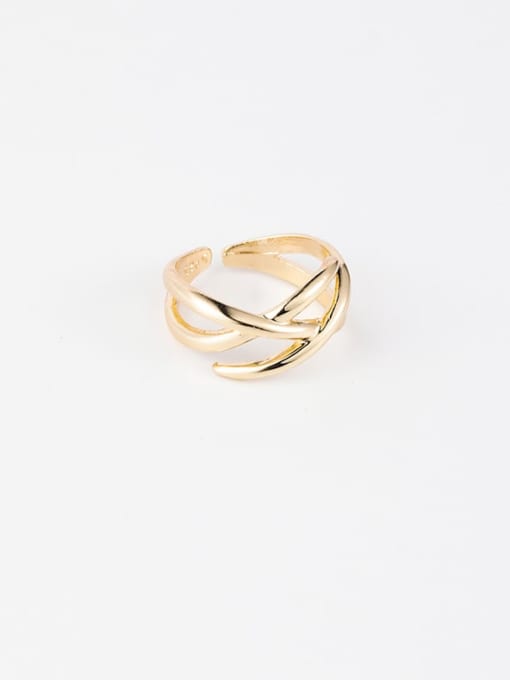 C  Cross(gold) Copper Hollow Smooth Irregular Minimalist Free Sizze Ring