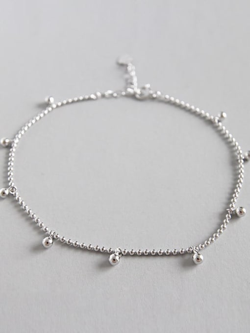 DAKA 925 Sterling Silver Simple Geometric Round Bead Anklet 3
