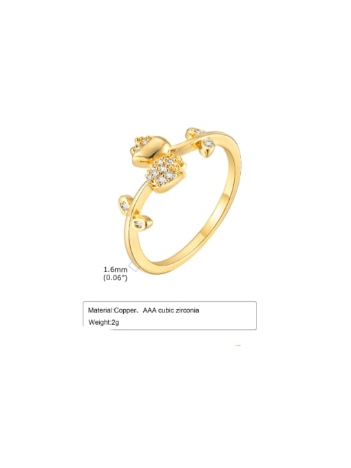 CONG Brass Cubic Zirconia Flower Trend Band Ring 3