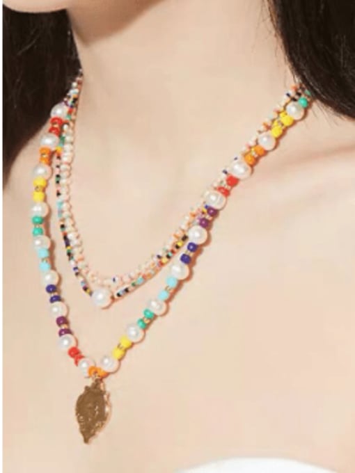 MMBEADS Freshwater Pearl Multi Color Glass beads  Bohemia Necklace 1