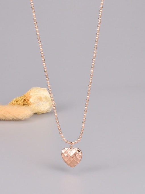 A TEEM Titanium Steel Heart Minimalist Bead Chain Necklace 3