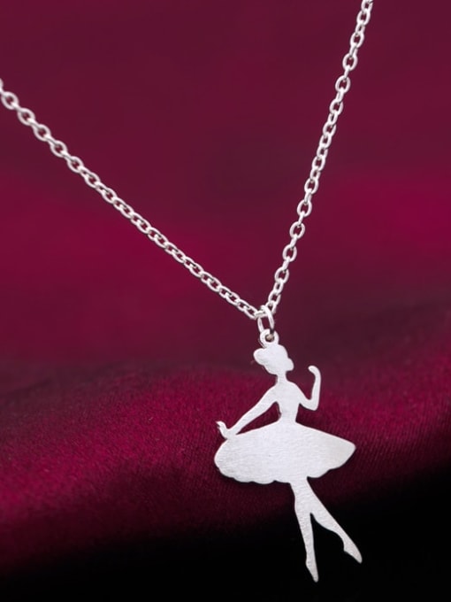 Rosh 925 Sterling Silver Angel Minimalist Princess Ballerina Pendant Necklace 0