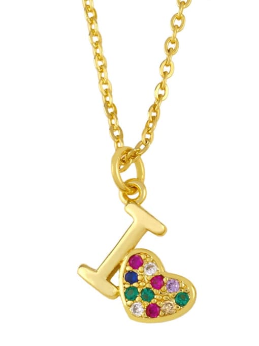 love Brass Cubic Zirconia Key Moon Minimalist Necklace