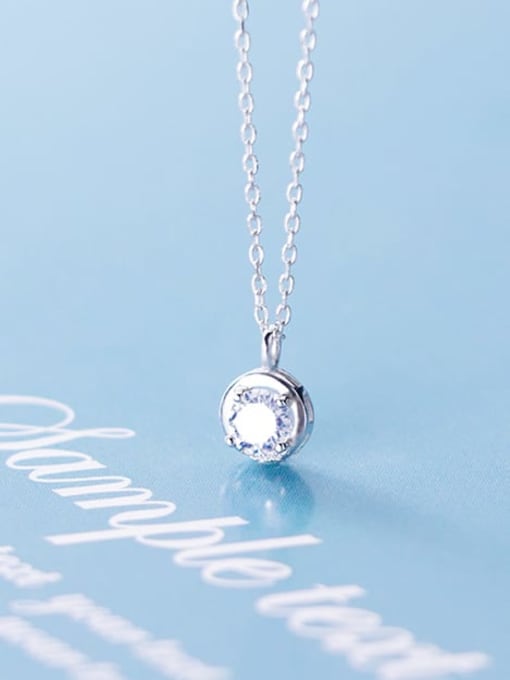 Rosh 925 Sterling Silver Cubic Zirconia round pendant  Necklace