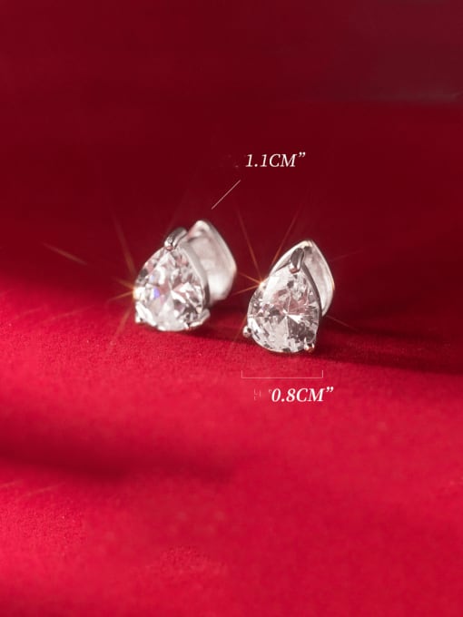 Rosh 925 Sterling Silver Cubic Zirconia Water Drop Dainty Stud Earring 3