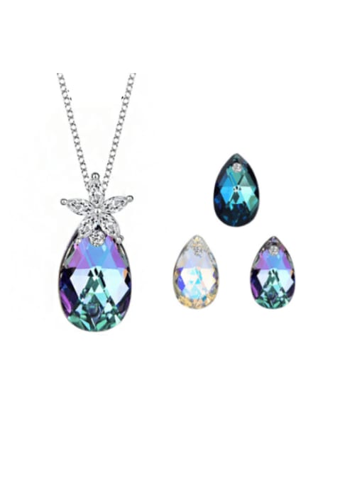 BC-Swarovski Elements 925 Sterling Silver Austrian Crystal Water Drop Classic Necklace 0