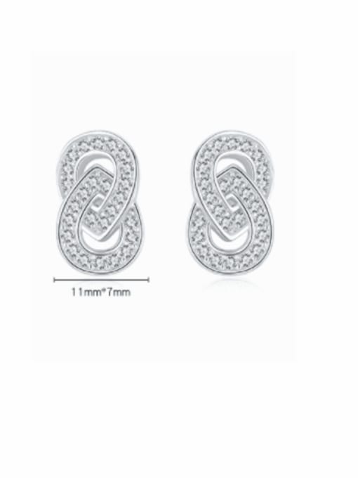 MODN 925 Sterling Silver Cubic Zirconia Geometric Classic Stud Earring 2