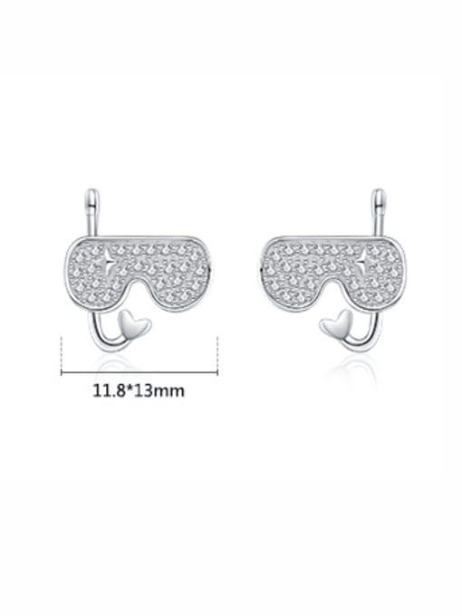 MODN 925 Sterling Silver Cubic Zirconia Diving Goggles Classic Stud Earring 2