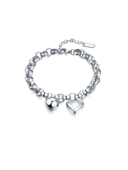 1356 steel Titanium Steel Heart Hip Hop Link Bracelet