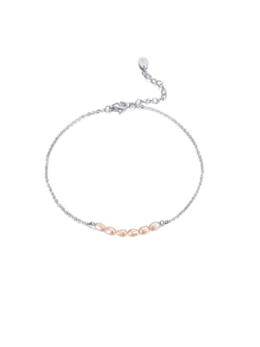 Rose gold white pearl 925 Sterling Silver Freshwater Pearl Irregular Minimalist  Anklet