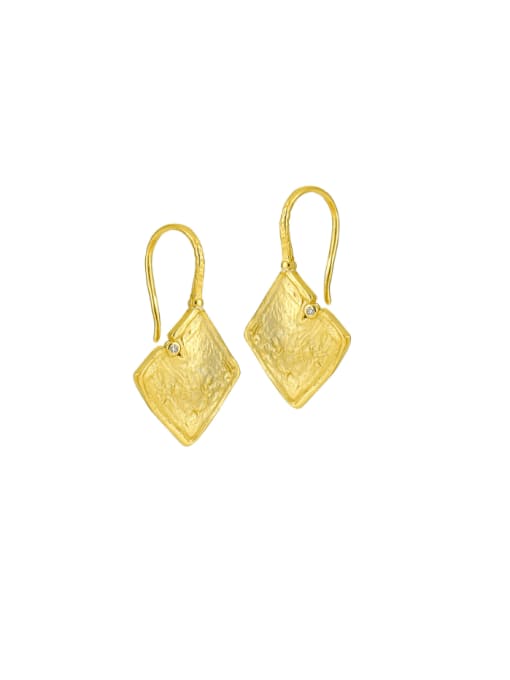 18K Gold 925 Sterling Silver Geometric Vintage Hook Earring