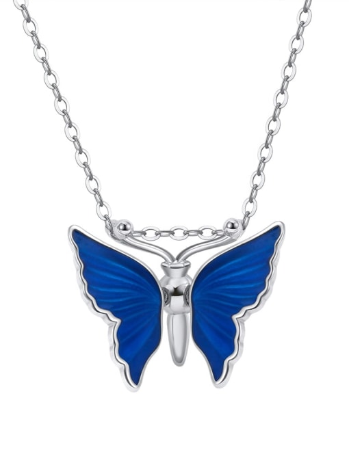 Platinum 925 Sterling Silver Enamel Butterfly Minimalist Earring