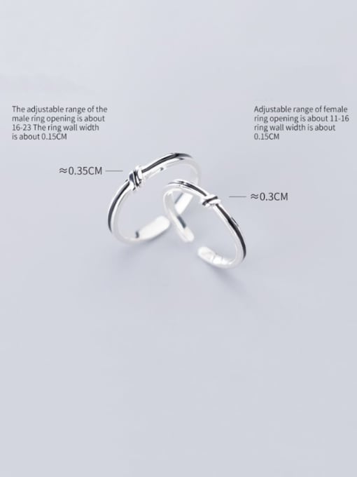 Rosh 925 Sterling Silver Fashion Personality Black Epoxy Couple Ring 3
