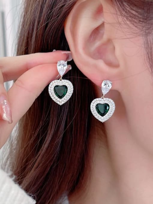 Luxu Brass Cubic Zirconia Heart Luxury Drop Earring 1