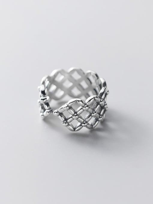 Rosh 925 Sterling Silver Hollow Geometric Vintage Band Ring 3