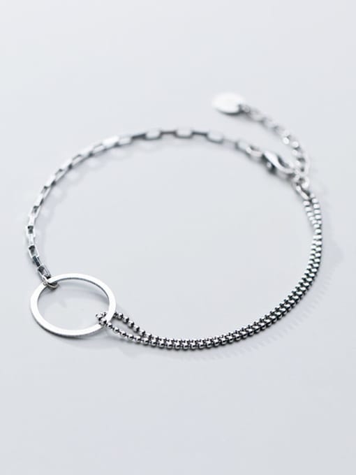 Rosh 925 Sterling Silver Simple Ring Personality Fashion Asymmetry  Link Bracelet 1