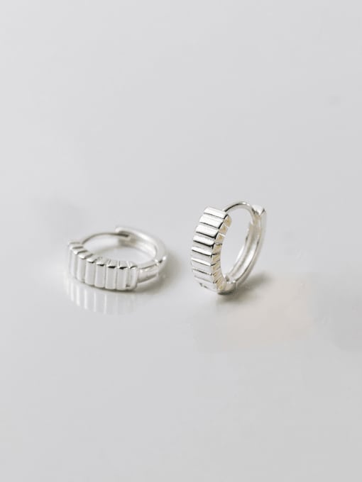 Rosh 925 Sterling Silver Geometric Minimalist Huggie Earring 2