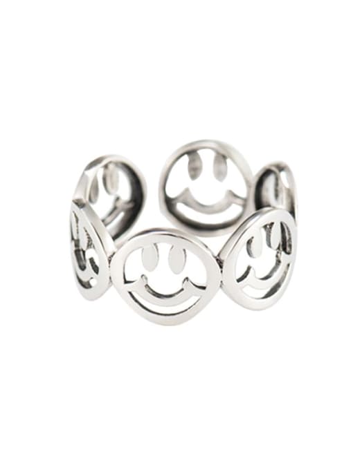 XBOX 925 Sterling Silver Hollow Smiley Vintage Band Ring 0