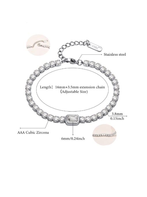 CONG Titanium Steel Cubic Zirconia Geometric Luxury Bracelet 1