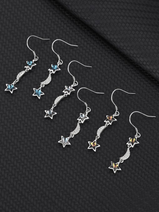 BC-Swarovski Elements 925 Sterling Silver Austrian Crystal Pentagram Classic Hook Earring 2