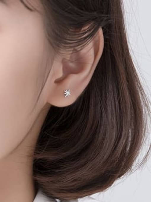 Rosh 925 Sterling Silver Rhinestone Star Minimalist Stud Earring 1