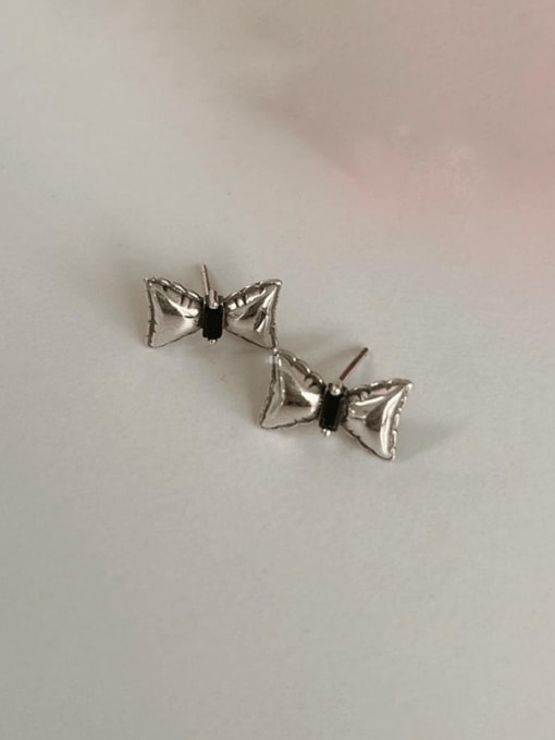Boomer Cat 925 Sterling Silver Bowknot Vintage Stud Earring 1