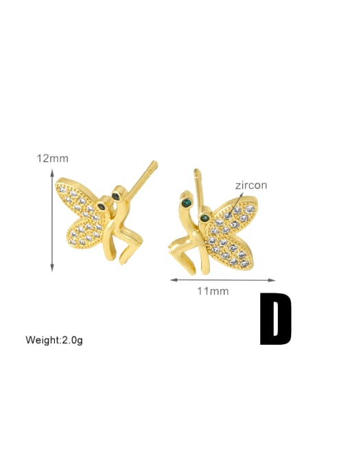 D Brass Cubic Zirconia Flower Trend Stud Earring