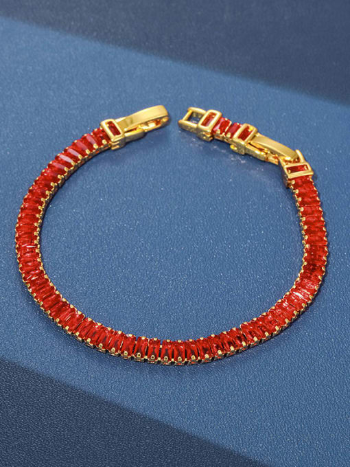 7 red Alloy Cubic Zirconia Geometric Vintage Bracelet