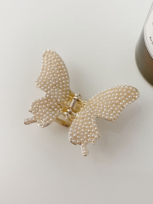 Butterfly Pearl 5.2cm Alloy Imitation Pearl Minimalist Butterfly Jaw Hair Claw