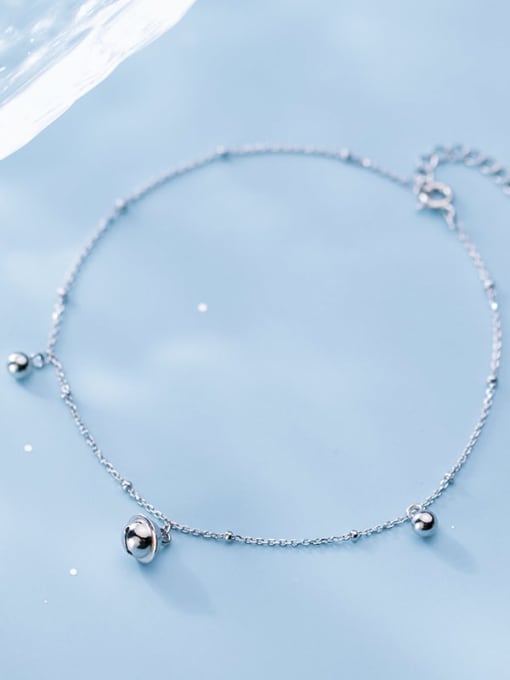 Rosh 925 Sterling Silver Minimalist  Bell  Bead Anklet 1