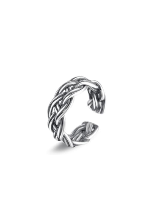 Boomer Cat 925 Sterling Silver With Antique Silver Plated Simplistic Irregular  Free Size Rings 0