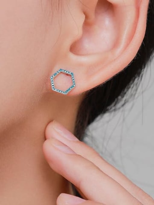 MODN 925 Sterling Silver Turquoise Geometric Minimalist Stud Earring 1