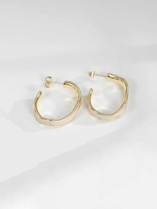 Gold C-shaped oil dripping Earrings Brass Enamel Minimalist Hoop Earring
