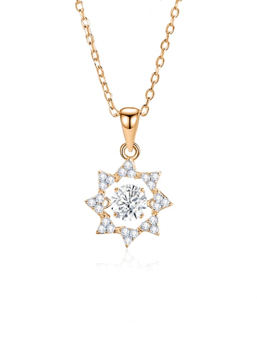 FDTD 029 Mosang White Diamond Rose Gold 925 Sterling Silver Moissanite Eight- Pointed Star Dainty Necklace