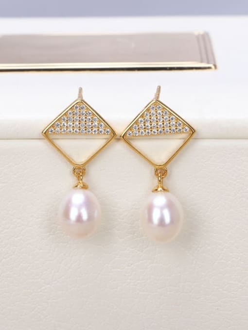 RAIN Brass Shell beads Geometric Minimalist Drop Earring 1